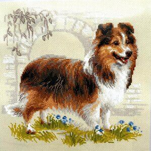 Riolis Sheltie Dog Cross-Stitch Kit 1710 Wool Acrylic Zweigart Aida Fabric New
